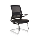 Black Cantilever chair INVENTOR V PRO with mesh backrest, armrests and chrome sled base by hjh OFFICE