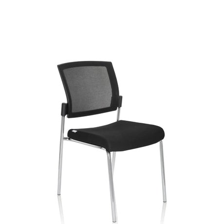 Black Four-legged chair K9 V with mesh backrest and shiny metal frame by hjh OFFICE