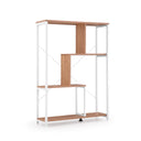 Shelf Kalag Eco in white and oak with asymmetrical shelves and white metal frame by hjh LIVING