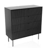 Black Chest of drawers KARBY K with four ribbed drawers and slender metal feet by hjh LIVING