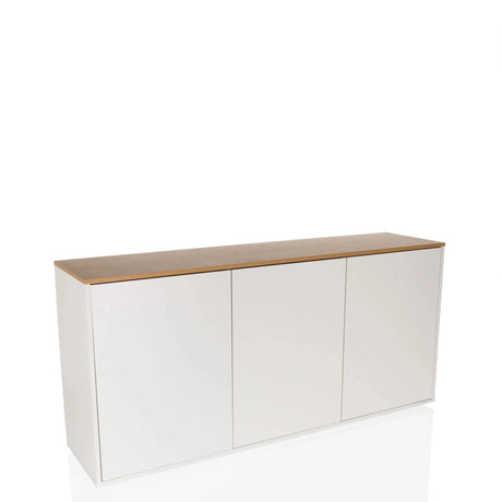 Sideboard KELO S in white with an oak-coloured top and three doors by hjh LIVING