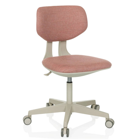 Pink Swivel Chair – Children KID CLASSIC with beige frame and five castors by hjh OFFICE
