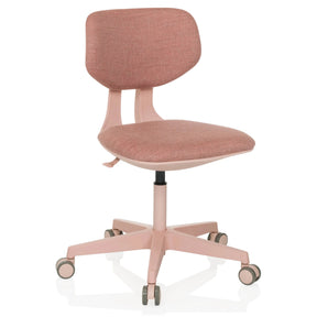 Pink Swivel Chair – Children KID COLORE with fabric cover and five castors by hjh OFFICE