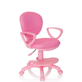 Pink Swivel Chair – Children KID COLOUR with armrests and caster base by hjh OFFICE