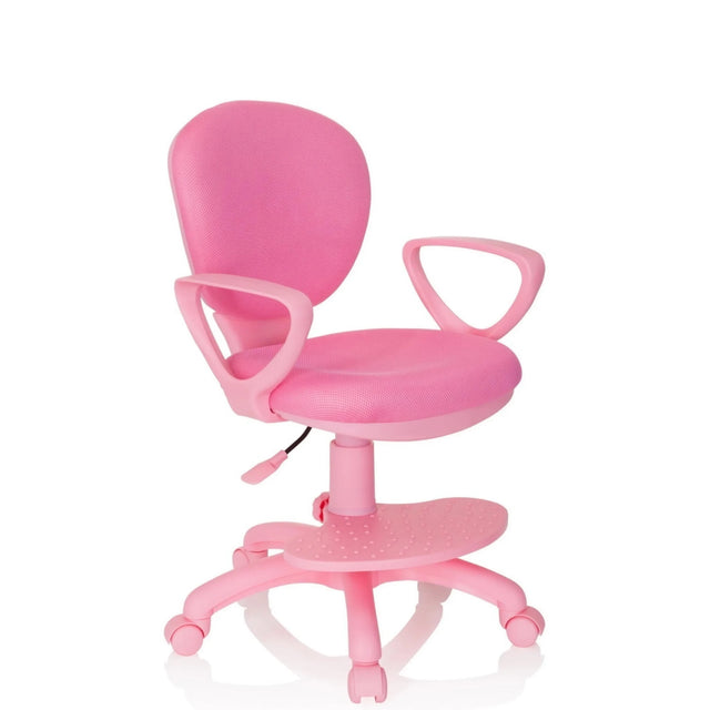 Pink Swivel Chair – Children KID COLOUR with armrests and caster base by hjh OFFICE
