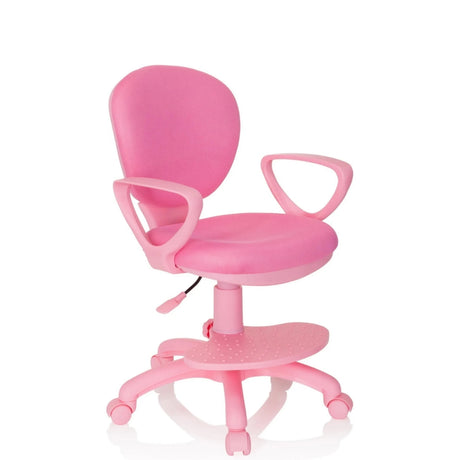 Pink Swivel Chair – Children KID COLOUR with armrests and caster base by hjh OFFICE