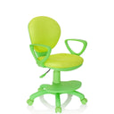 Green Swivel Chair – Children KID COLOUR with armrests and caster base by hjh OFFICE