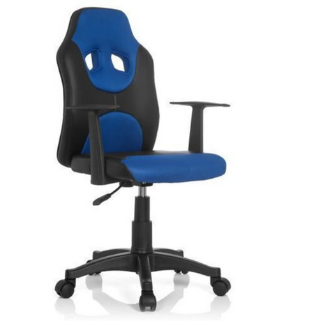Swivel Chair – Children KID GAME AL in black-blue with two armrests and castors by hjh OFFICE