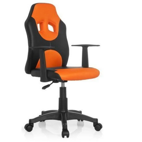 Swivel Chair – Children KID GAME AL in black-orange with armrests and castors by hjh OFFICE