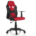 Kinderdrehstuhl KID GAME AL in Schwarz-Rot mit Armlehnen und Rollen von hjh OFFICE