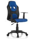 Kinderdrehstuhl KID GAME AL in Schwarz-Blau mit zwei Armlehnen und Rollen von hjh OFFICE