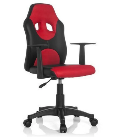 Swivel Chair – Children KID GAME AL in black-red with armrests and castors by hjh OFFICE