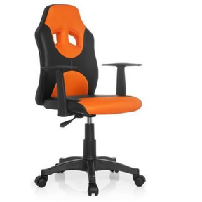Swivel Chair – Children KID GAME AL in black-orange with armrests and castors by hjh OFFICE