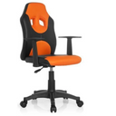 Kinderdrehstuhl KID GAME AL in Schwarz-Orange mit Armlehnen und Rollen von hjh OFFICE