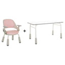 Children's chair set KID GRO SET with pink chair and white desk on light grey legs by hjh OFFICE