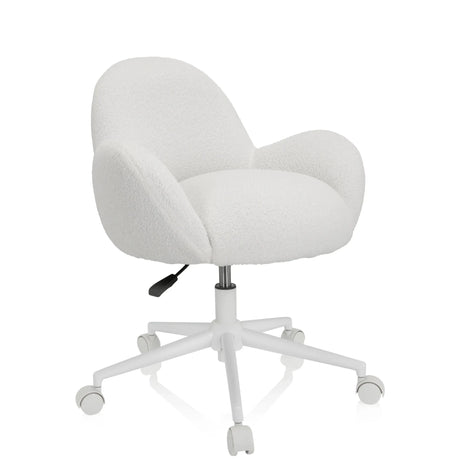 White Swivel Chair – Children KID TEDDY I with fluffy cover and five castors by hjh OFFICE