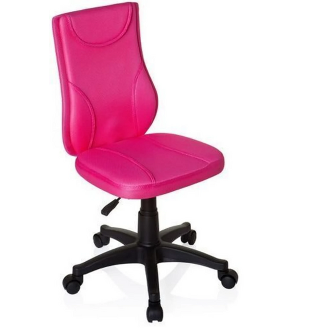 Pink Swivel Chair – Children KIDDY BASE with mesh cover and black five-star base on castors by hjh OFFICE