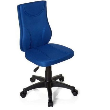 Blue Swivel Chair – Children KIDDY BASE with fabric cover and black castor base by hjh OFFICE