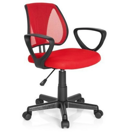 Red Swivel Chair – Children KIDDY CD with mesh backrest, black armrests and castors by hjh OFFICE