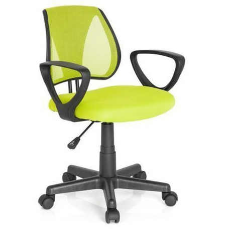 Swivel Chair – Children KIDDY CD in green with mesh backrest and black armrests by hjh OFFICE