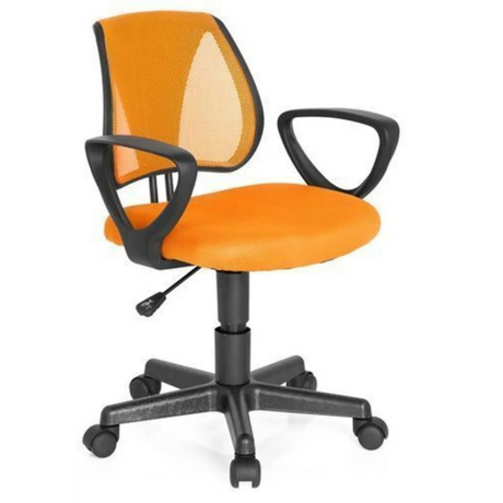 Swivel Chair – Children KIDDY CD in orange with mesh backrest and black armrests by hjh OFFICE