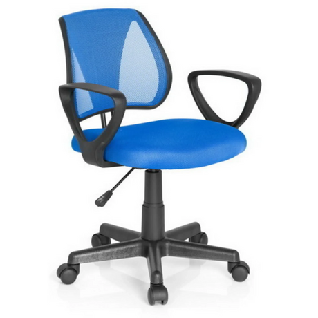 Blue Swivel Chair – Children KIDDY CD with mesh backrest and black armrests by hjh OFFICE