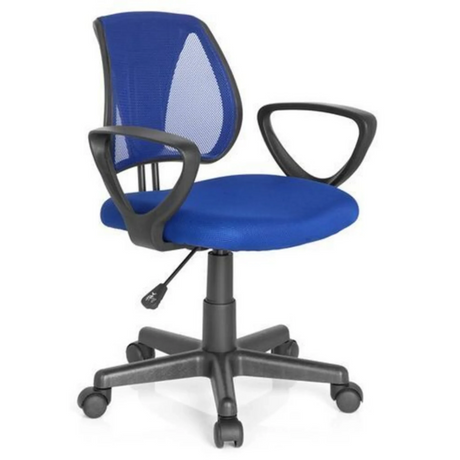 Dark blue Swivel Chair – Children KIDDY CD with mesh backrest and black armrests by hjh OFFICE