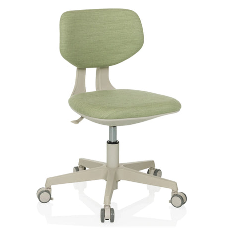 Children's swivel chair KIDDY CLASSIC with green fabric upholstery and beige frame on castors by hjh OFFICE