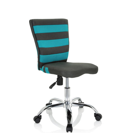 Swivel Chair – Children KIDDY COMFORT I in grey and turquoise with mesh cover and glossy base by hjh OFFICE