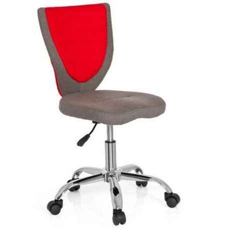 Children's Swivel Chair KIDDY COMFORT in grey and red with glossy metal base and castors by hjh OFFICE