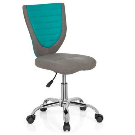Grey Swivel Chair – Children KIDDY COMFORT with turquoise backrest accent and glossy base by hjh OFFICE