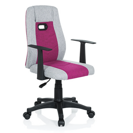 Swivel Chair – Children KIDDY EXTRA in grey and pink with black armrests and castors by hjh OFFICE