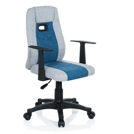 Swivel Chair – Children KIDDY EXTRA in grey and blue with black armrests and castors by hjh OFFICE