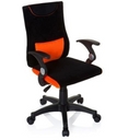 Kinderdrehstuhl KIDDY PRO AL in Schwarz-Orange mit Armlehnen und Rollenfußkreuz von hjh OFFICE