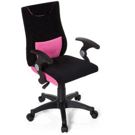 Swivel Chair – Children KIDDY PRO AL in black-pink with armrests and castors by hjh OFFICE