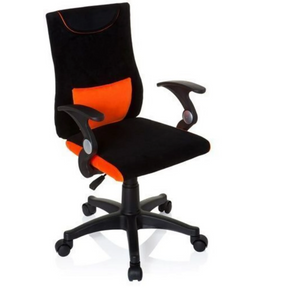 Swivel Chair – Children KIDDY PRO AL in black-orange with armrests and caster base by hjh OFFICE