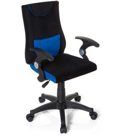 Swivel Chair – Children KIDDY PRO AL in black and blue with armrests and castors by hjh OFFICE