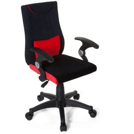 Swivel Chair – Children KIDDY PRO AL in black and red with armrests and caster base by hjh OFFICE