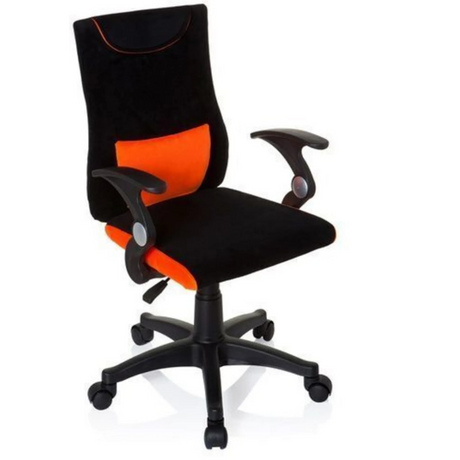 Swivel Chair – Children KIDDY PRO AL in black-orange with armrests and caster base by hjh OFFICE