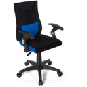 Kinderdrehstuhl KIDDY PRO AL in Schwarz und Blau mit Armlehnen und Rollen von hjh OFFICE
