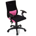 Kinderdrehstuhl KIDDY PRO AL in Schwarz-Pink mit Armlehnen und Rollen von hjh OFFICE
