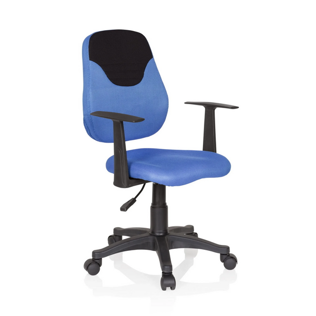 Blue and black Swivel Chair – Children KIDDY STYLE with mesh cover and armrests by hjh OFFICE