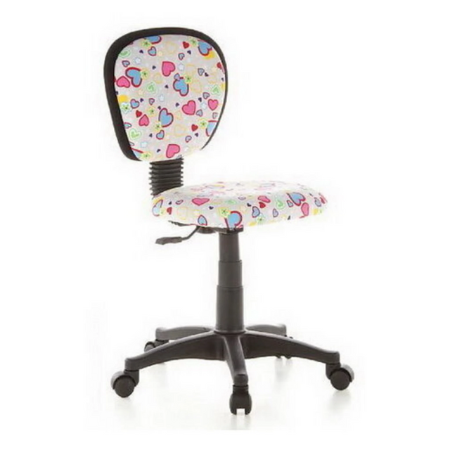 Swivel Chair – Children KIDDY TOP with colourful heart pattern, black frame and castors by hjh OFFICE