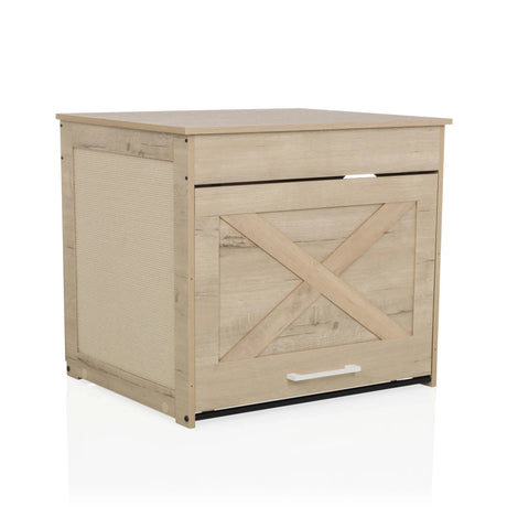 Cat house KITTY PAWBOX 1 in oak look with X-bracing on the front and white handle by hjh LIVING