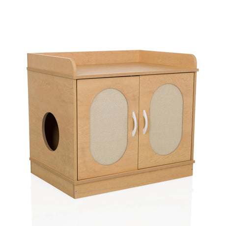Cat house KITTYHOME 2 made of light beech wood with two doors and round openings by hjh LIVING