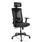 Professional Office Chair KODIAK in black with mesh back, headrest and armrests by hjh OFFICE