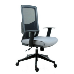 Professional Office Chair LAVITA in black and grey with mesh backrest and armrests by hjh OFFICE