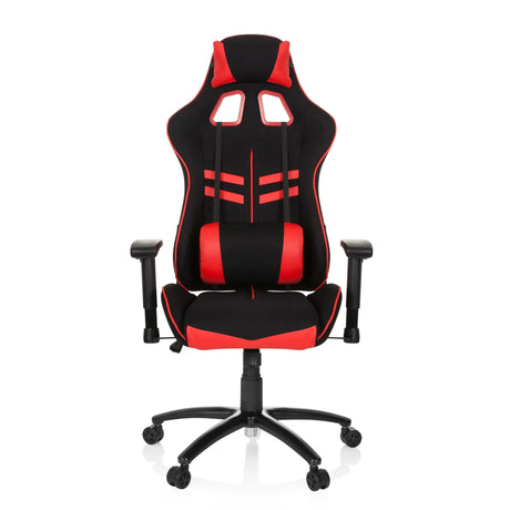 Gaming chair LEAGUE PRO I in black and red with neck and lumbar cushions by hjh OFFICE
