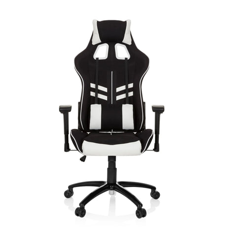 Gaming chair LEAGUE PRO I in black and white with integrated headrest and armrests by hjh OFFICE