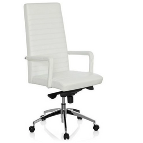 White Professional Executive Chair LENGA with quilted upholstery and chrome base by hjh OFFICE